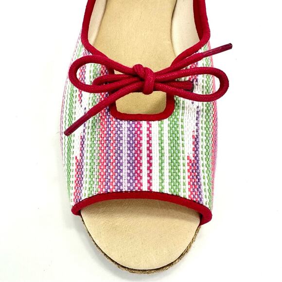 Ugg Marleigh Open Toe Flats Sz 9 Pink/Multi Serape/Canva Espadrille Platform New - Picture 15 of 16